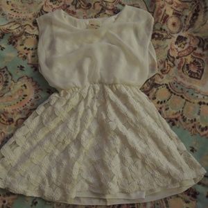 Cream lace and sheer dress